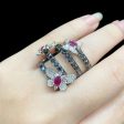 PREORDER | Statement Gemstones Butterfly Claws Deco Pink Rubies Black Diamond Jewelry Set 18kt Fashion