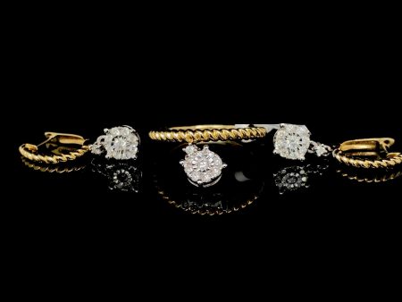 PREORDER | Two-Tone Round Dangling Diamond Set 14kt Cheap