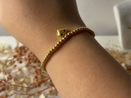 #GOLD2024 | Golden Heart Beaded Bracelet 6.5”-7.5” 18kt Hot on Sale