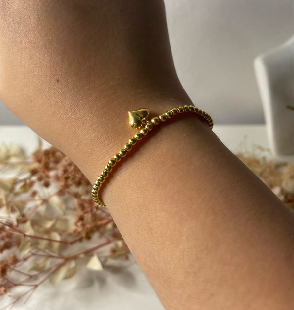 #GOLD2024 | Golden Heart Beaded Bracelet 6.5”-7.5” 18kt Hot on Sale