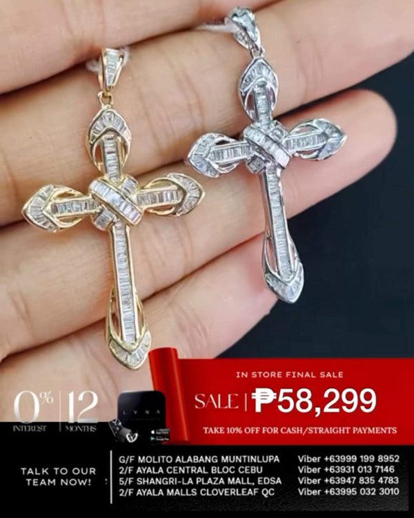 Religious Cross Pendant Diamond Necklace 14kt Discount