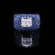 PREORDER | Unisex Square Baguette Blue Sapphire Gemstones Diamond Ring 14kt For Discount