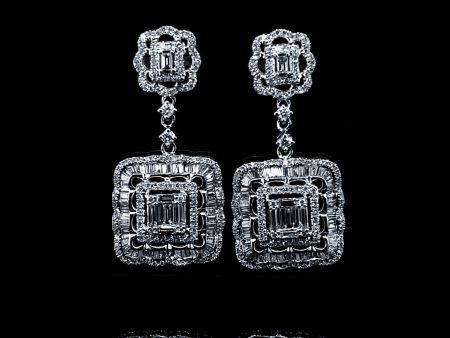 PREORDER | Square Statement Dangling Diamond Earrings 14kt Cheap