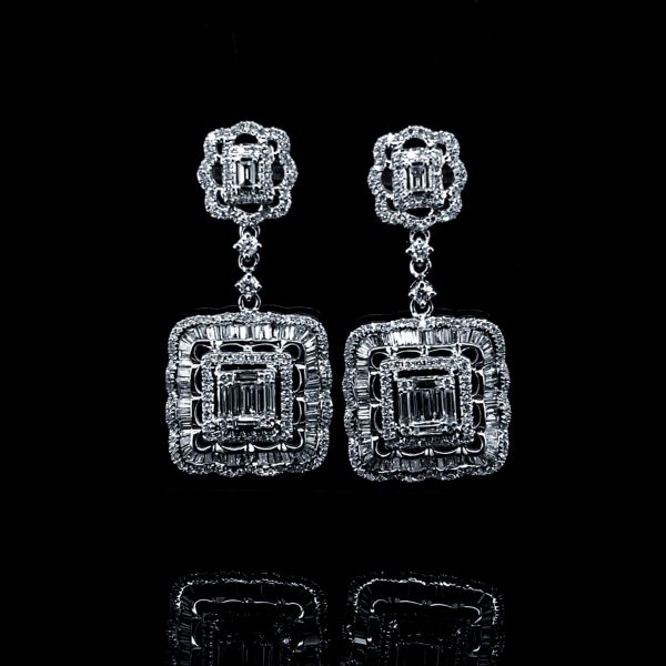 PREORDER | Square Statement Dangling Diamond Earrings 14kt Cheap