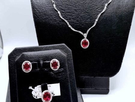 PREORDER | Ruby Full Jewelry Set Gemstones Diamond Necklace 14kt Online Sale