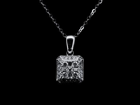 Square Classic Paved Diamond Necklace 18kt Hot on Sale