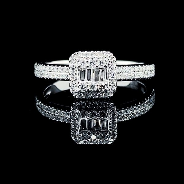 PREORDER | Square Paved Band Diamond Ring 14kt Online Sale