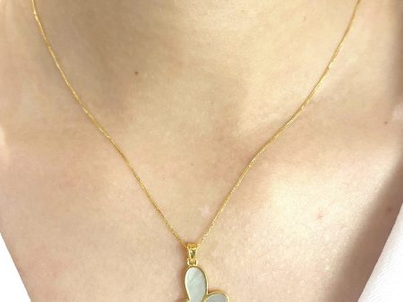 RABIYA | Golden Mother Of Pearl Butterfly Pendant Necklace 18kt Online Sale