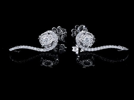 PREORDER | Swirl Dangle Round Diamond Earrings 14kt Online now