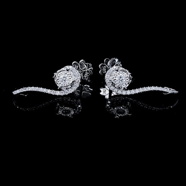 PREORDER | Swirl Dangle Round Diamond Earrings 14kt Online now