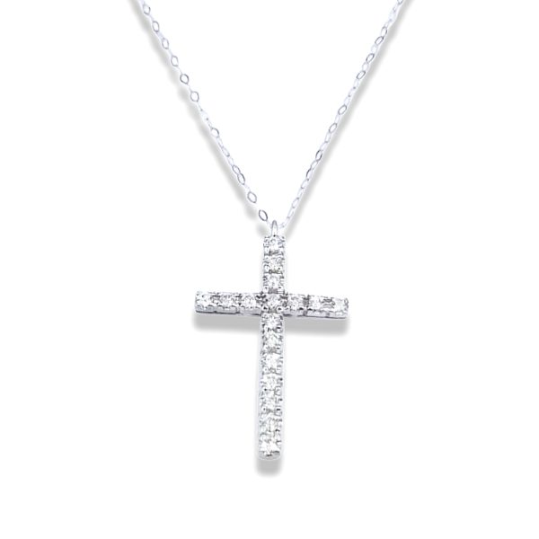 PREORDER | White Cross Diamond Necklace 18kt For Cheap