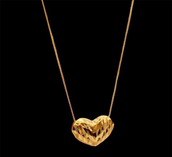 #GOLD2024 | 18K Golden Chunky Heart Necklace Foxtail Chain 18” Supply