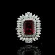 Ruby Gemstones Statement Diamond Ring 14kt Hot on Sale