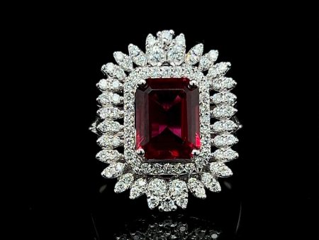 Ruby Gemstones Statement Diamond Ring 14kt Hot on Sale