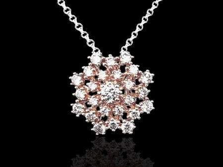 Rose Floral Cluster Diamond Necklace 16-18” 18kt Fashion