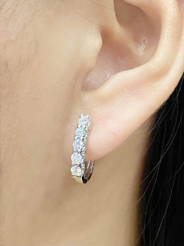 Round Half Eternity Hoop Diamond Earrings 14kt Fashion