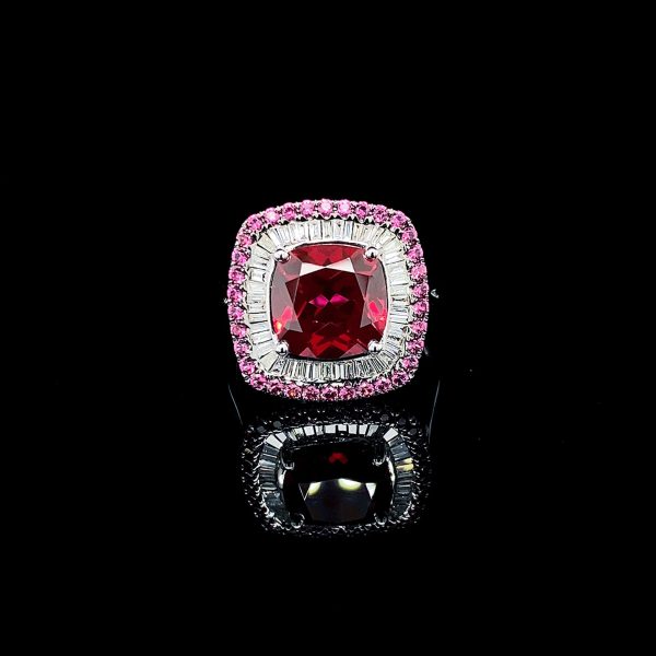 Red Ruby and Pink Ruby Gemstones Diamond Ring 14kt Online now