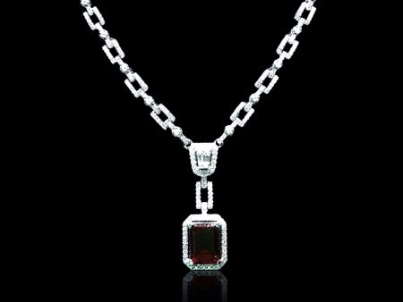 Red Ruby Drop Choker Gemstones Diamond Necklace 14kt Discount