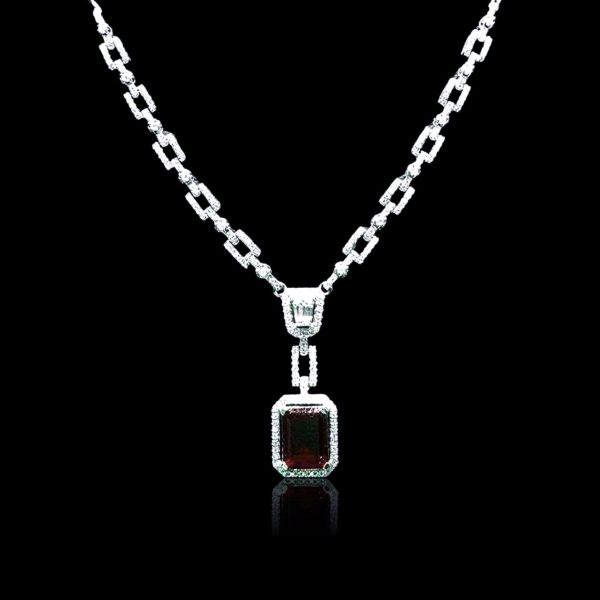 Red Ruby Drop Choker Gemstones Diamond Necklace 14kt Discount