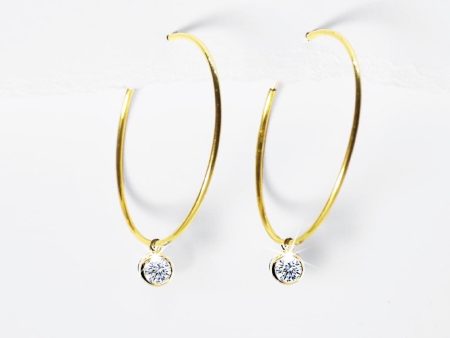 Round Bezel Solitaire Diamond Hoop Earrings Discount