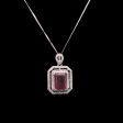 Red Ruby Gemstones Diamond Necklace 14kt on Sale