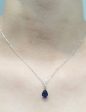 The Classics | Precious Blue Sapphire Pear Gemstones Diamond Necklace 14kt For Cheap