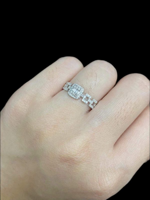 PREORDER | Square Chain Link Paved Band Diamond Ring 14kt Cheap