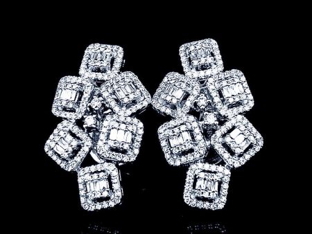 Square Cluster Shape Statement Diamond Earrings 14kt Discount