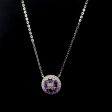 Round Amethyst Paved Pendant Diamond Necklace 18kt Discount