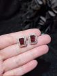 Red Ruby Emerald Halo Gemstones Diamond Earrings 14kt Fashion