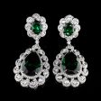 PREORDER | Teardrop Green Emerald Statement Dangling Gemstones Diamond Earrings 14kt Discount