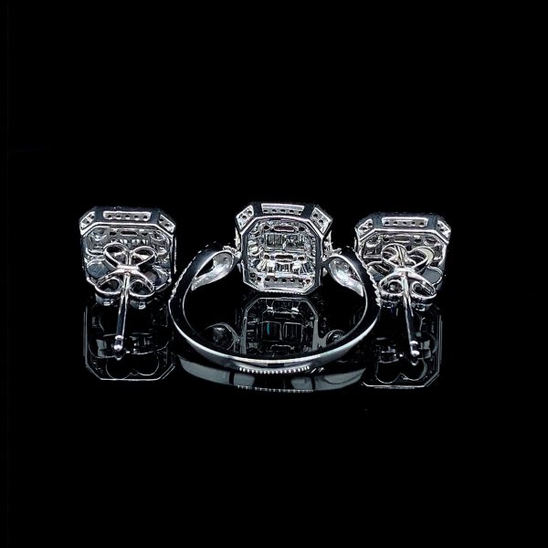 PREORDER| Classic Square Baguette Diamond Jewelry Set 14kt Online