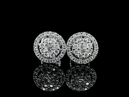 Round Dainty Halo Diamond Earrings 14kt Sale