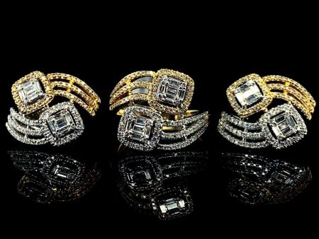 PREORDER| Multi-Tone Cushion Crossover Diamond Jewelry Set 14kt Online now