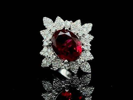 Red Ruby Gemstones Statement Diamond Ring 14kt Sale