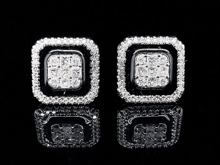 PREORDER | Square Onyx Statement Diamond Earrings 14kt Supply