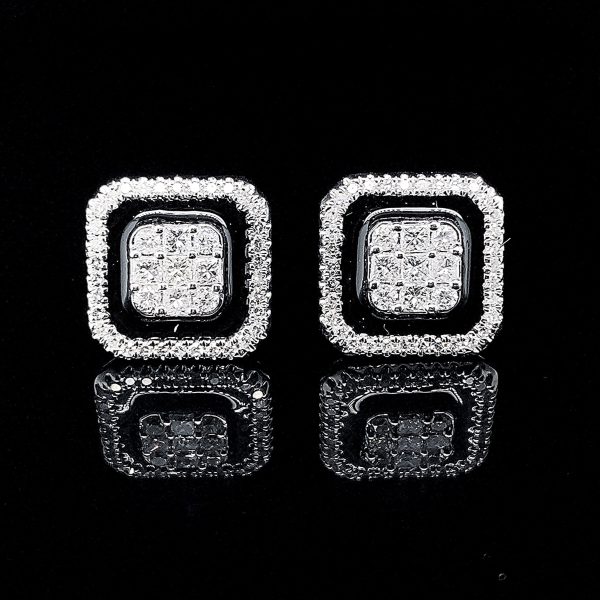 PREORDER | Square Onyx Statement Diamond Earrings 14kt Supply