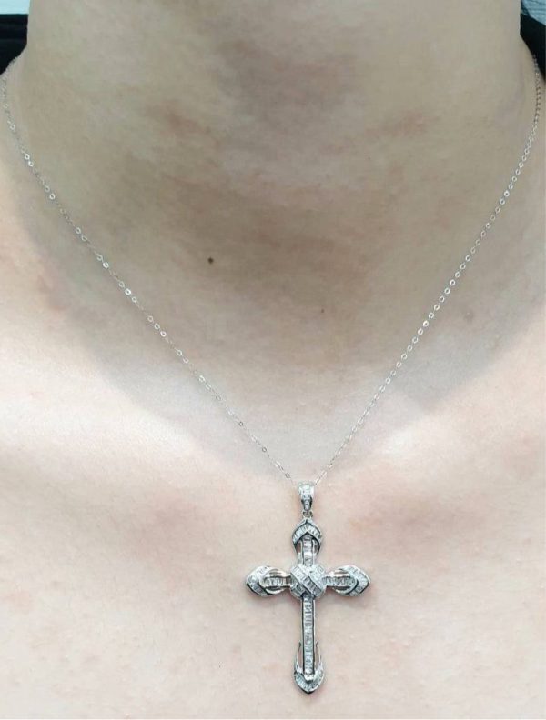 Religious Cross Pendant Diamond Necklace 14kt Discount