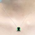 PREORDER | Two-Tone Green Emerald Cushion Gemstones Diamond Necklace 16-18” 18kt For Cheap