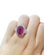 #LVNA2024 | Oval Natural Red Burmese Ruby Diamond Ring 18kt Hot on Sale