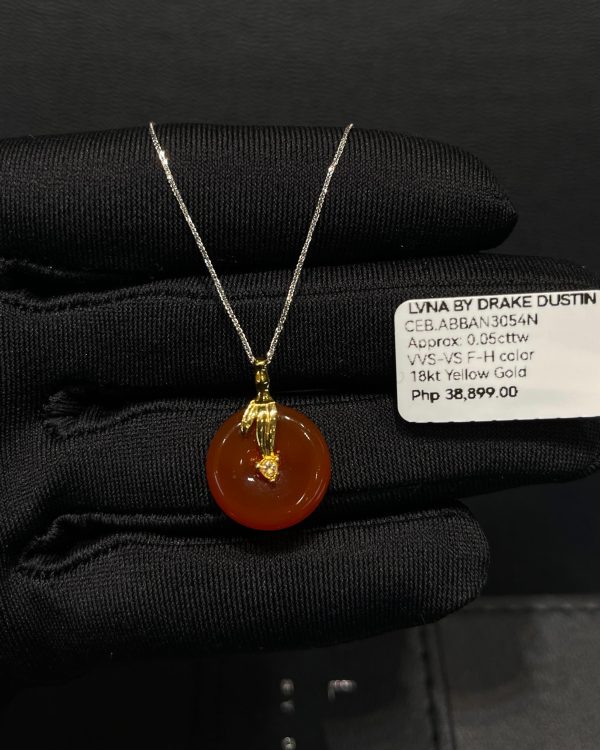 Red Agate Gemstones Diamond Necklace 18kt Yellow Gold 18” Online Hot Sale