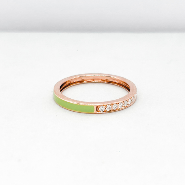 Rose Eternity Round Green Enamel Diamond Ring 18kt Online Hot Sale