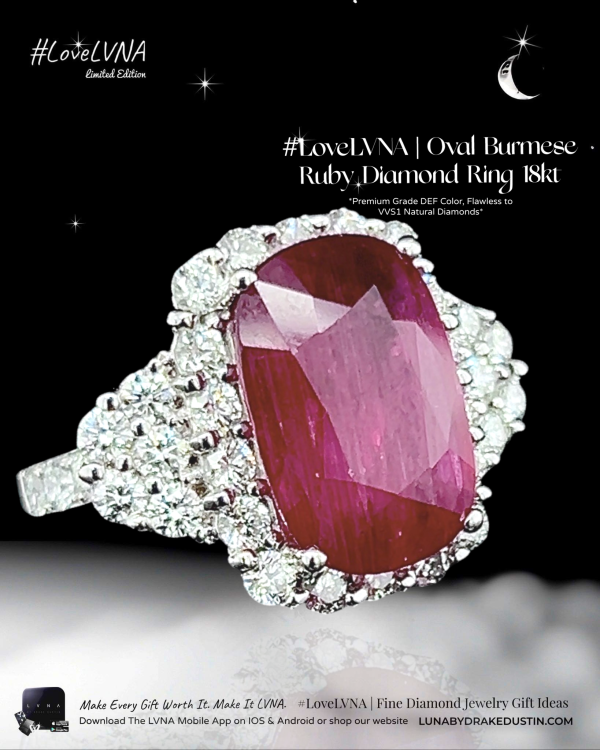 #LVNA2024 | Oval Natural Red Burmese Ruby Diamond Ring 18kt Hot on Sale