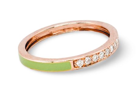 Rose Eternity Round Green Enamel Diamond Ring 18kt Online Hot Sale