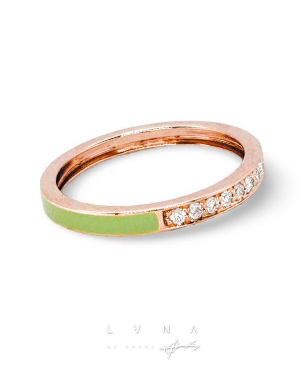 Rose Eternity Round Green Enamel Diamond Ring 18kt Online Hot Sale