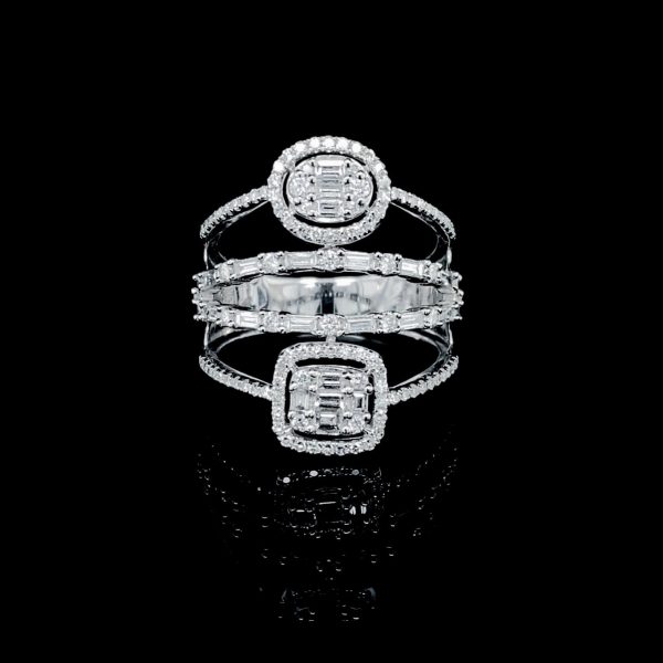 PREORDER | Stacked Paved Statement Diamond Ring 14kt For Cheap