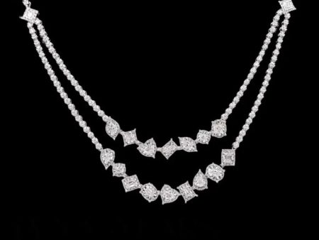 PREORDER | Two-Tier Cluster Shape Statement Diamond Necklace 14kt Fashion