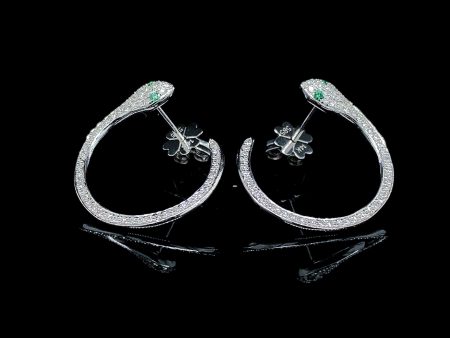 PREORDER | Snake Green Emerald Eyes Gemstones Diamond Earrings 14kt Fashion