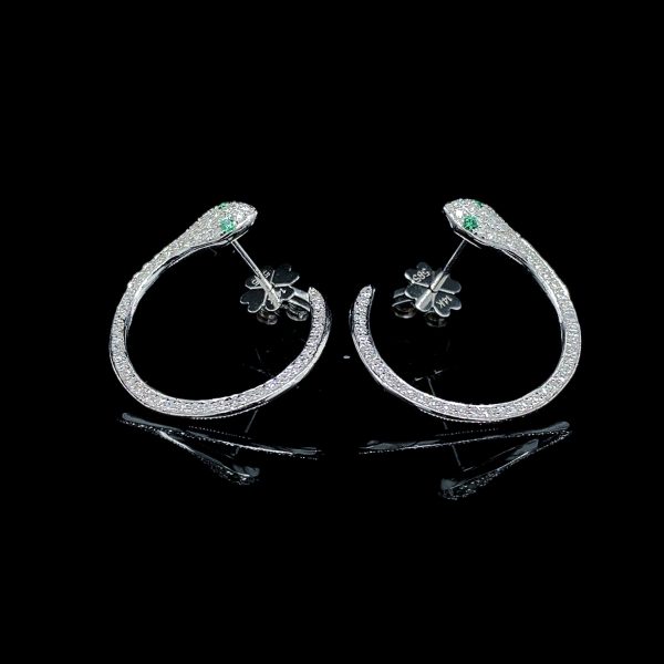 PREORDER | Snake Green Emerald Eyes Gemstones Diamond Earrings 14kt Fashion