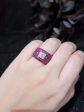 PREORDER | Square Baguette Red Ruby Gemstones Diamond Ring 14kt Online Sale